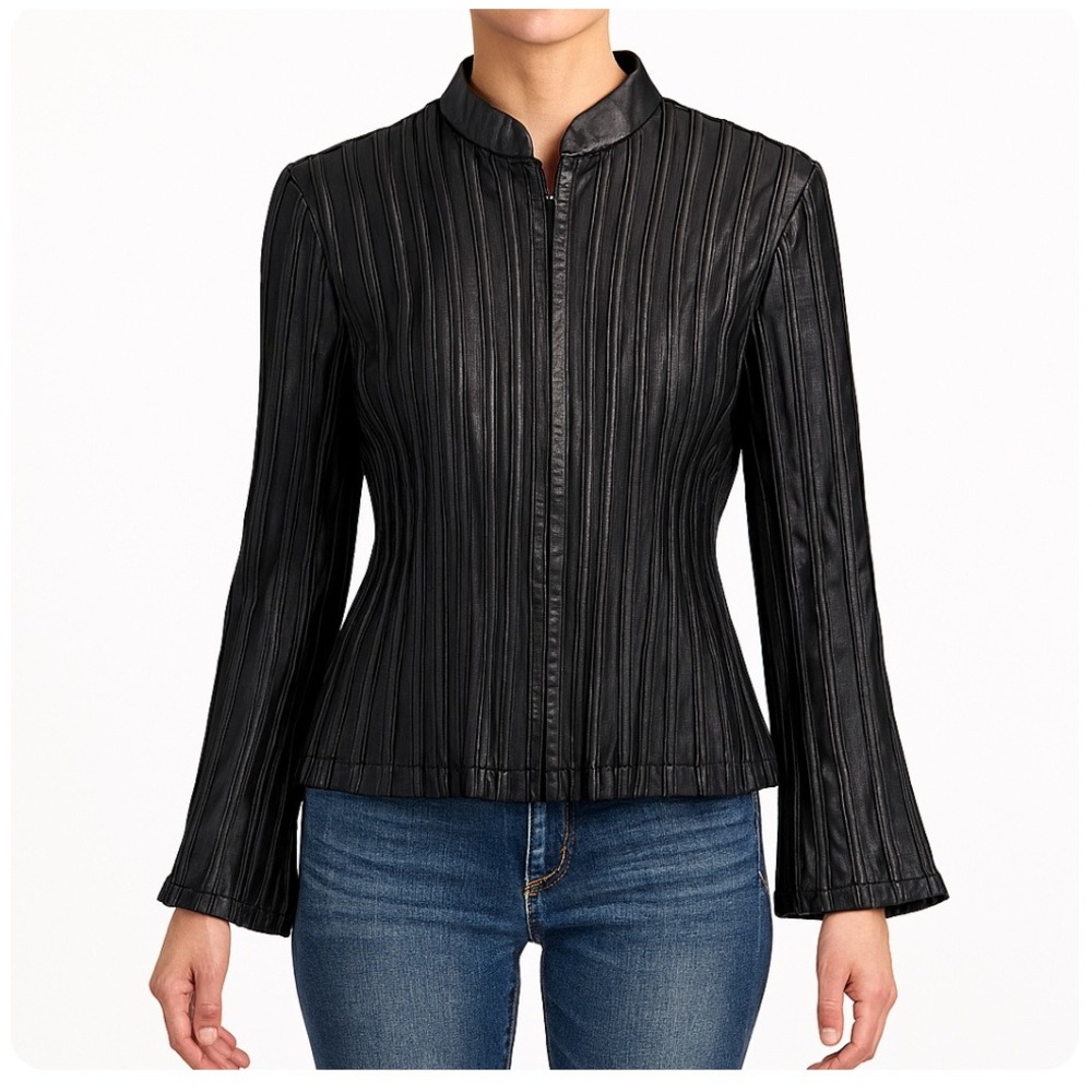 Sandra Darren Jacket Black Sheer Bell Sleeve Whimsygoth Y2K Black 10 Petite